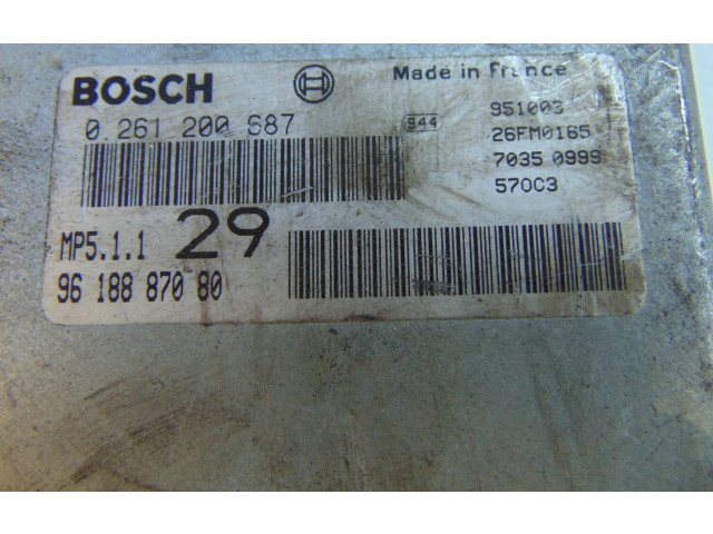 Блок управления двигателя 9618887080, 0261200687   Peugeot 605