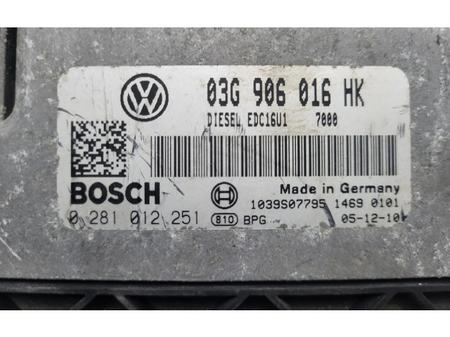Блок управления двигателем Блок управления 03G906016HK, 1039S07795   Volkswagen Touran I