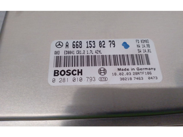 Řídící jednotka A6681530279, 0281010793-BOSCH   Mercedes-Benz A W168 2003