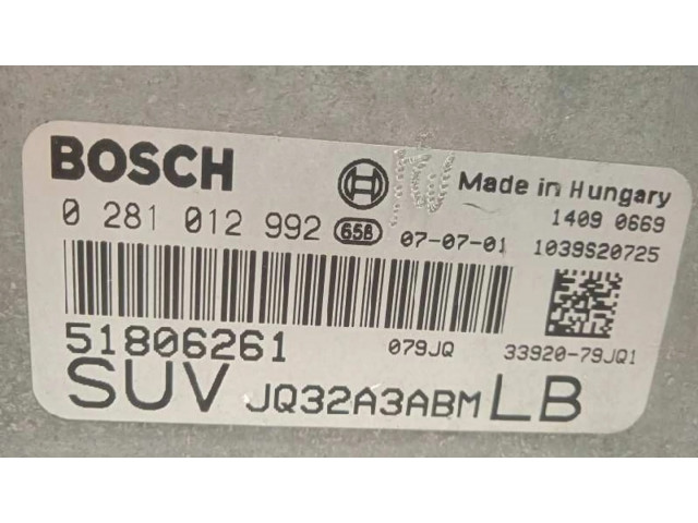 Блок управления двигателя 3392079JQ1, 0281012992   Suzuki SX4