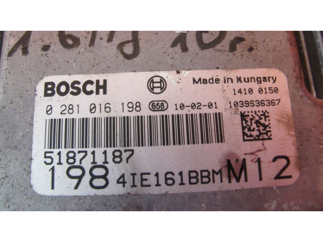 Řídící jednotka 51871187, 0281016198   Fiat Bravo 2010