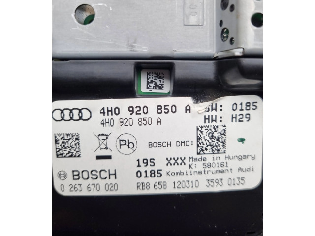 Панель приборов 4H0920850A, 0263670020   Audi A8 S8 D4 4H       