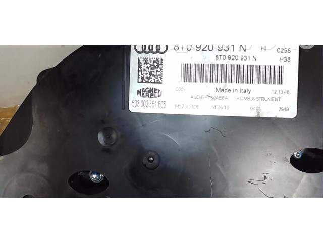Спидометр (приборный щиток) 8T0920931N   Audi A5 Sportback 8TA 2010