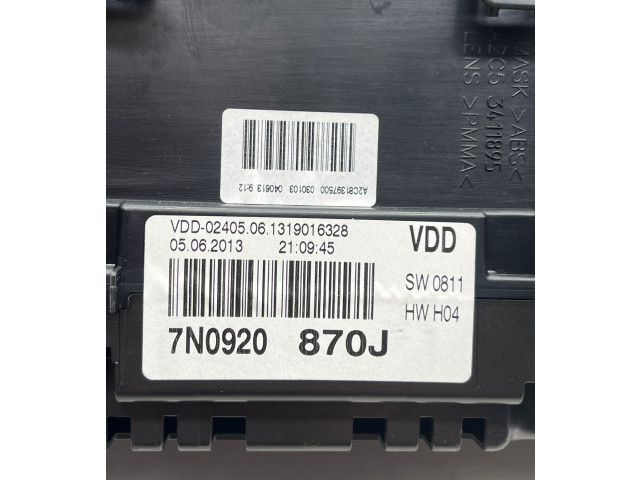 Přístrojová deska  Volkswagen Sharan 2014 7N0920870J, 1319016328  