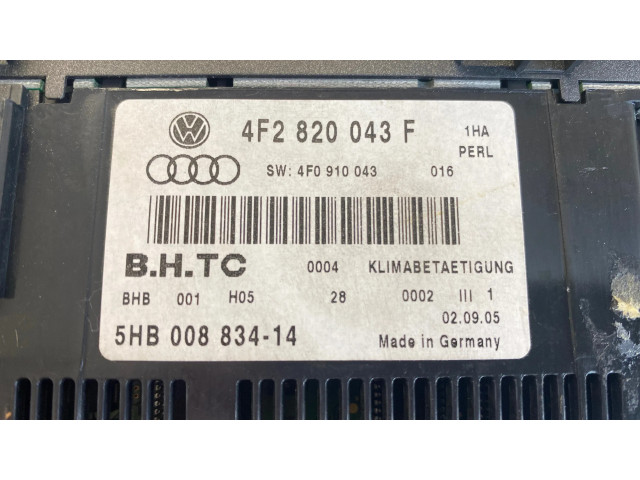 Блок управления климат-контролем 4F2820043F, 4F0910043   Audi A6 S6 C6 4F