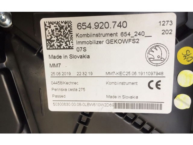 Přístrojová deska  Skoda Scala 2020 654920740  