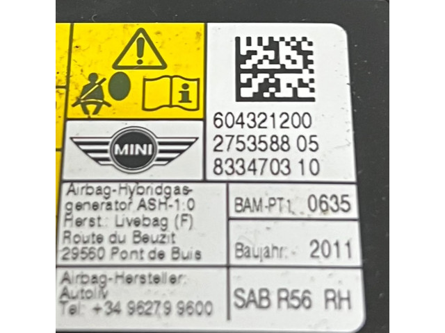 Подушка безопасности в сиденье 2753588   Mini One - Cooper Coupe R56