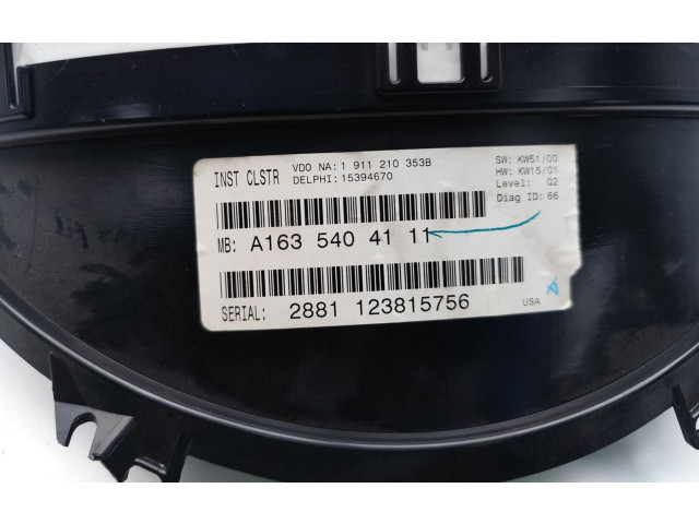Přístrojová deska  Mercedes-Benz ML W163 2002 A1635404111, 15394670  