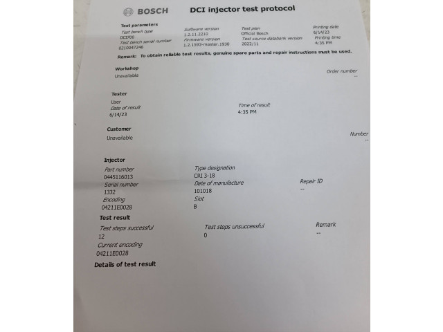 Форсунка 0445116013, 0210047246    Citroen C5 для дизельного двигателя  3