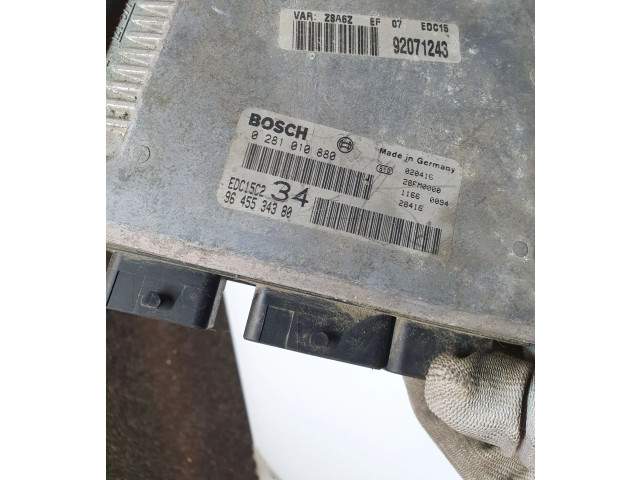 Řídící jednotka 9645534380, 0281010880   Peugeot 607 2003