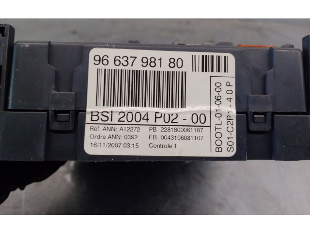 Pojistková skříňka Řídící jednotka BSM 9663798180, VALEO   Peugeot 308 2007