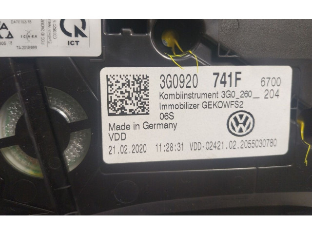 Přístrojová deska  Volkswagen Arteon 2020 3G0920741F, 3G0920741F  