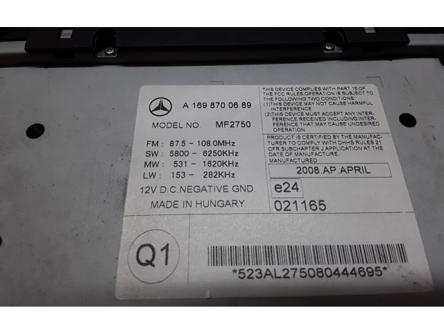Pojistková skříňka Радио/ проигрыватель  / навигация A1698700689   Mercedes-Benz B W245 2008