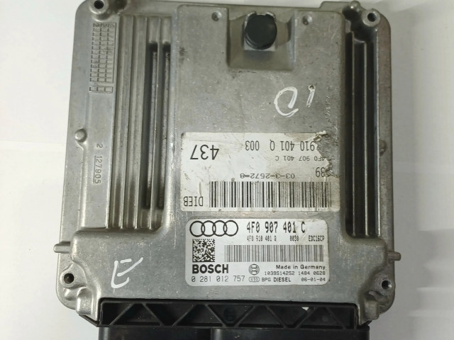 Блок управления двигателя 4F0907401C, 0281012757   Audi A6 S6 C6 4F