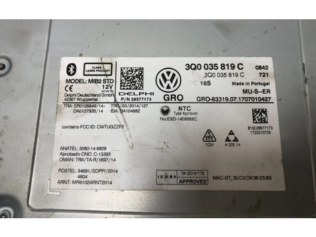 Радио/ проигрыватель CD/DVD / навигация     3Q0035819C, 3Q0035819C    Volkswagen Cross Touran II 