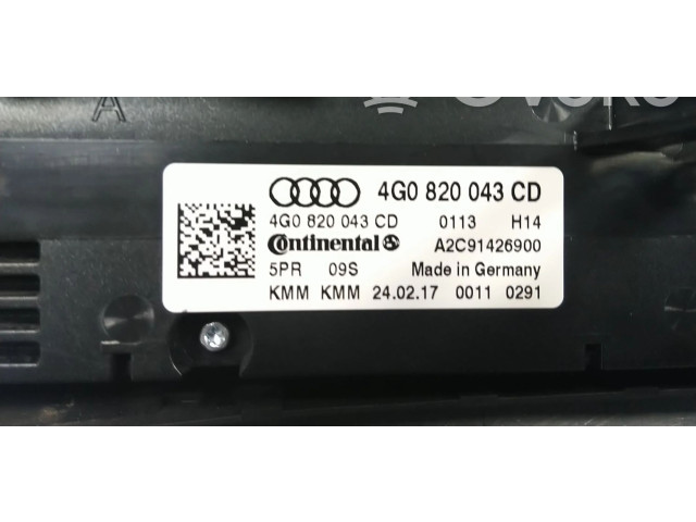 Блок управления климат-контролем 4G0820043CD, 4G0820043BL   Audi A6 S6 C7 4G