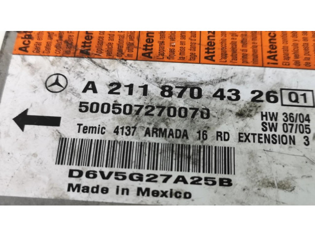 Блок подушек безопасности A2118704326   Mercedes-Benz E W211