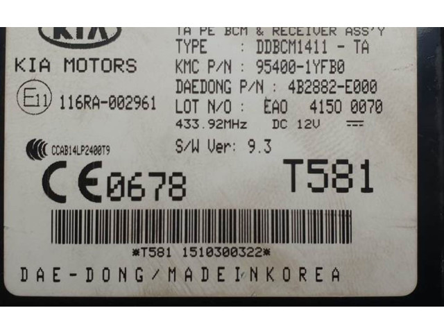 Блок комфорта 954001YFB0, DDBCM1411TA   KIA Picanto   