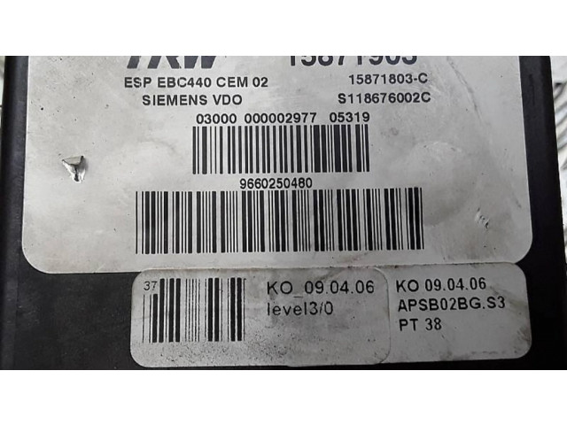 Jednotka ABS 9660250480, 15871903   Citroen C6 2007