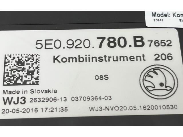 Přístrojová deska  Skoda Octavia Mk3 (5E) 2016 5E0920780B  