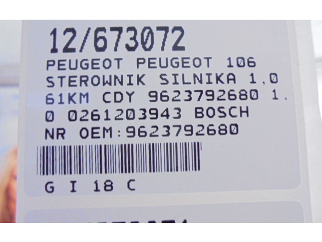 Řídící jednotka 9623792680, 9623792680   Peugeot 106 1999