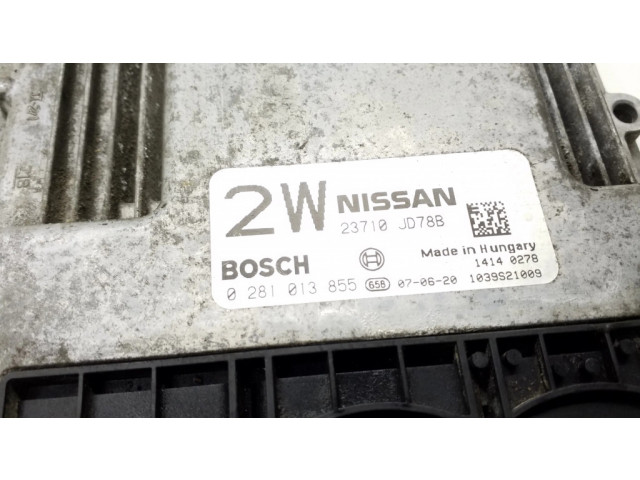 Блок управления двигателя 23710JD78B, 0281013855   Nissan Qashqai