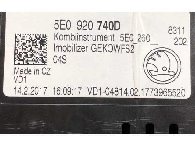 Přístrojová deska  Skoda Octavia Mk3 (5E) 2014 5E0920740D  