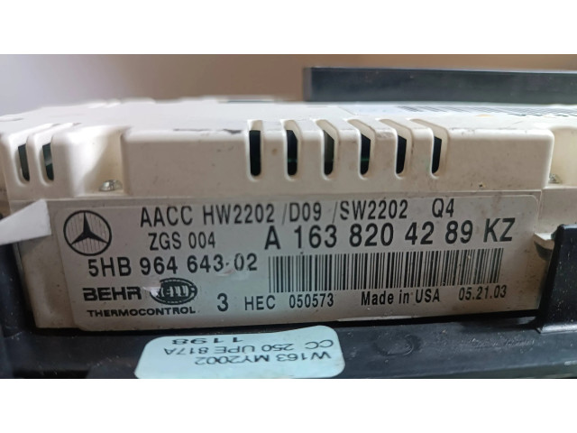 Блок управления климат-контролем A1638204289, 5HB96464302   Mercedes-Benz ML W163