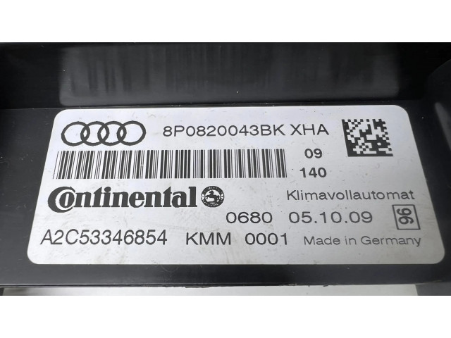 Блок управления климат-контролем 8P0820043BK, A2C53346854   Audi A3 S3 8P