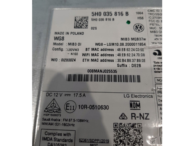 Радио/ проигрыватель CD/DVD / навигация 5H0035816B, 5H0035816B   Volkswagen Golf VIII