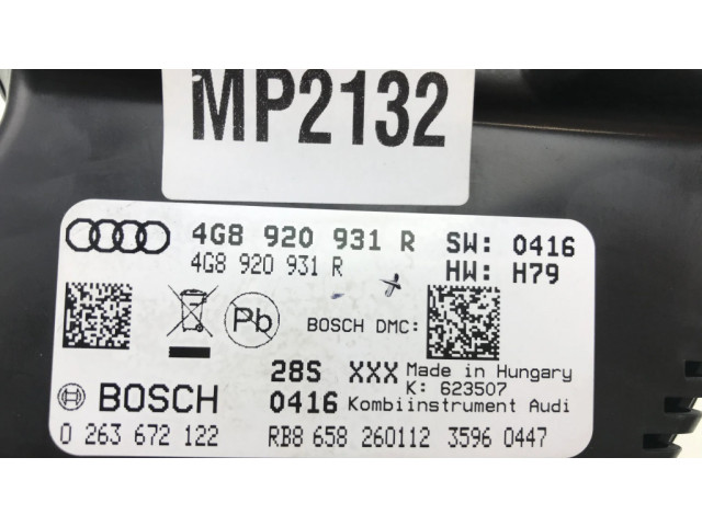 Přístrojová deska  Audi A7 S7 4G 2012 4G8920931R, 0263672122  