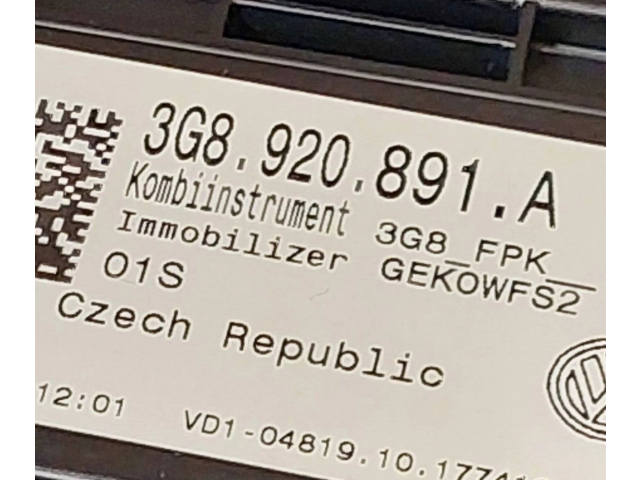 Přístrojová deska  Volkswagen Arteon 2017 3G8920891A, 3G8.920.891.A  