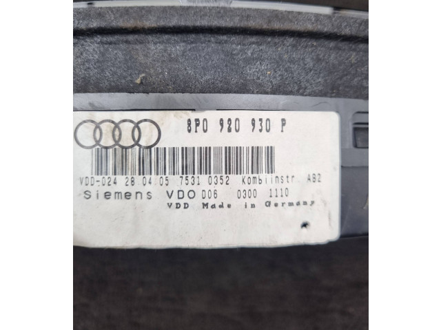 Pojistková skříňka Спидометр (приборный щиток) 8P0920930P   Audi A3 S3 A3 Sportback 8P 2006