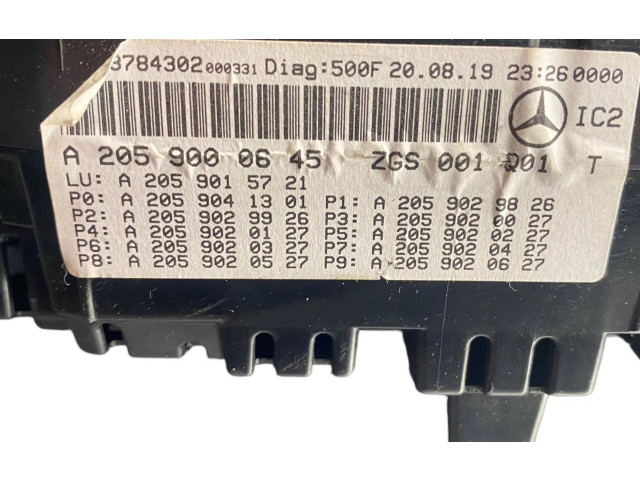 Přístrojová deska  Mercedes-Benz C W205 2020 A2059029826, A2059000645  