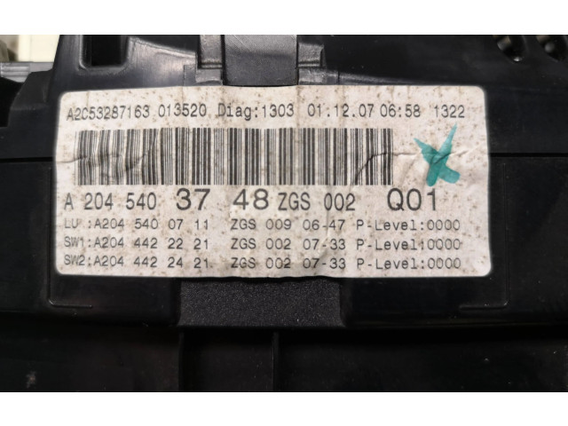 Přístrojová deska  Mercedes-Benz C W204 2009 A2045403748, A2C53287163  