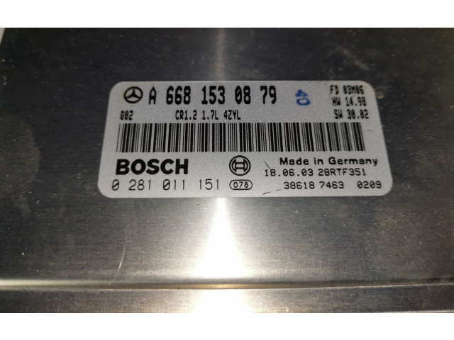Řídící jednotka A6681530879, 0281011151   Mercedes-Benz A W168 2001