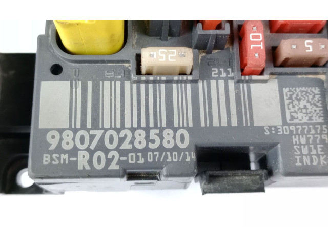 Pojistková skříňka Řídící jednotka BSM 9807028580   Peugeot 3008 I 2015