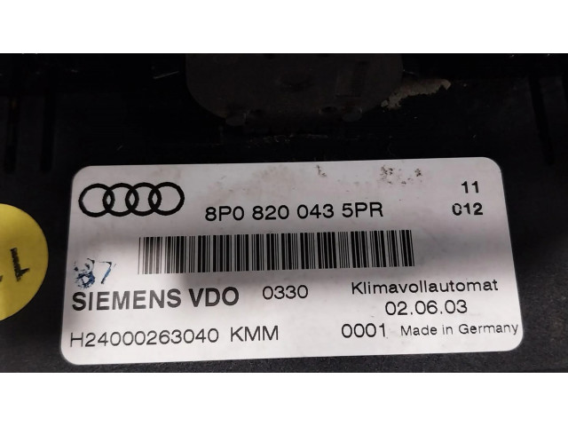 Блок управления климат-контролем 8P08200435PR, H24000263040KMM   Audi A3 S3 8L