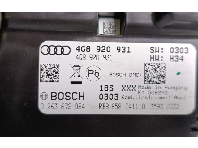 Панель приборов 4G8920931, 0263672084   Audi A6 S6 C7 4G       