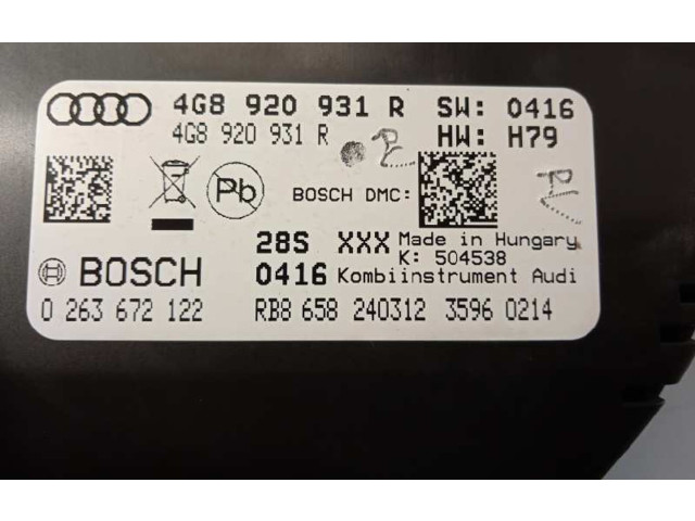 Přístrojová deska  Audi A7 S7 4G 2012 4G8920931R, 0263672122  