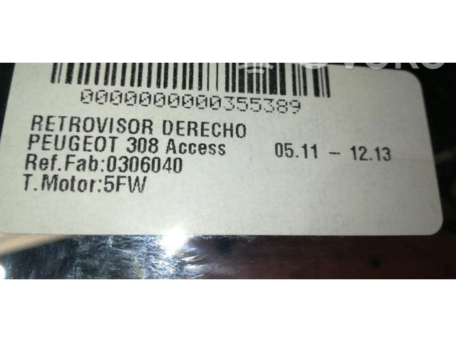 Zpětné zrcátko  Peugeot 308 2009  0306040  