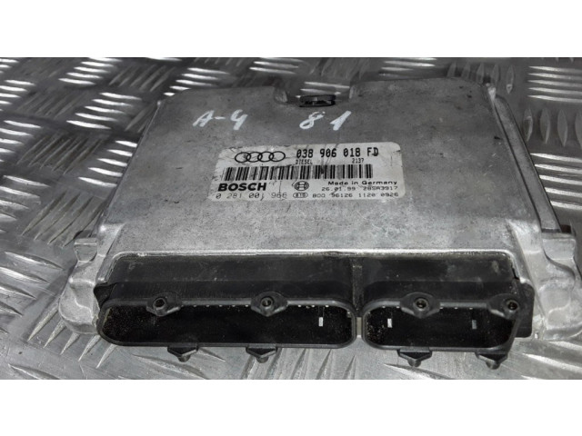 Блок управления двигателя 038906018FD, 0281001966   Audi A4 S4 B5 8D