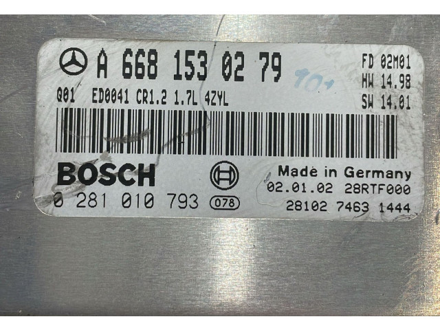 Řídící jednotka 0281010793, 0281010793   Mercedes-Benz A W168 2002