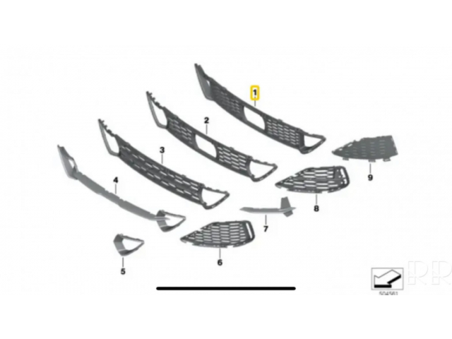 Нижняя решётка (из трех частей) BMW 8 G16 2019- года 51118074778, 8074778      