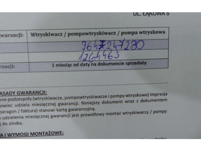 Vstřikovač 9647247280, IMPRK1264463   Peugeot 407     