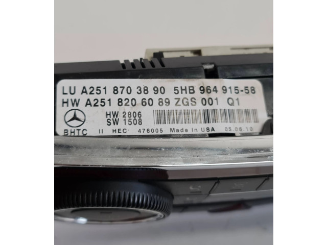 Блок управления климат-контролем A2518206089, 5HB96491558   Mercedes-Benz R W251