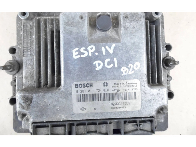 Блок управления двигателя 8200311550, 0281011724   Renault Espace IV