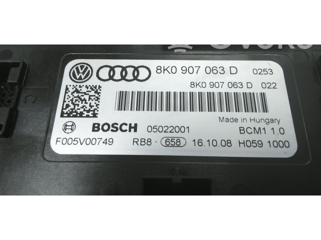 Pojistková skříňka Řídící jednotka BSM 8K0907063D, 8K0907063   Audi A5 8T 8F 2009