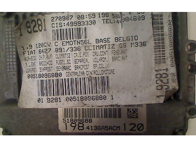 Řídící jednotka 51828269   Fiat Bravo 2008