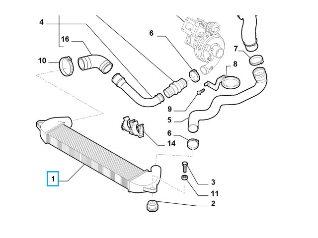 Интеркулер  517189530, 51718953   Fiat Doblo 